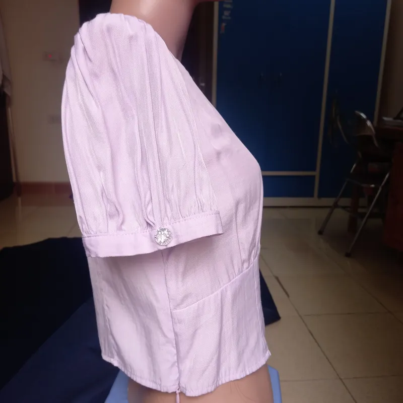 Áo sơ mi nữ kiểu size M màu tím và kẻ caro, chất liệu thô mát nhẹ Không Có Lỗi 1021133