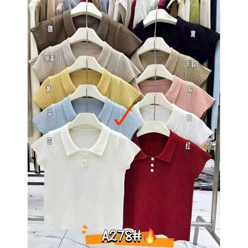 Áo Len nữ QC hàng new trơn cổ polo màu xanh 40-63kg 546760
