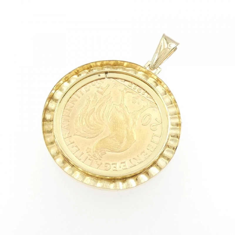 K18YG(枠) Mặt dây chuyền đồng xu - Hàng hiệu Authentic 865667