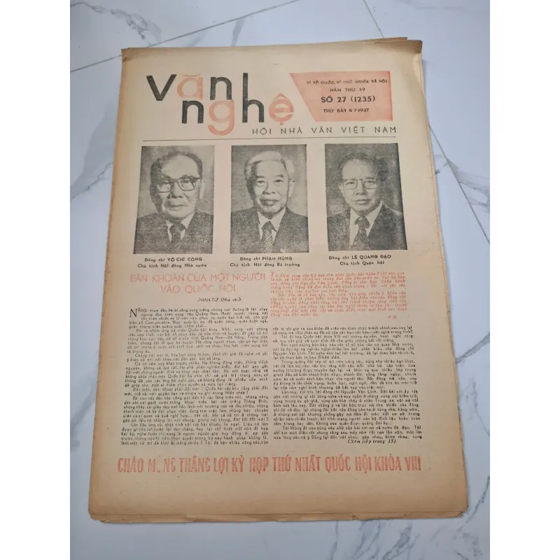 Báo Văn Nghệ Số 27 (4-7-1987) - Phan Tứ - Báo chí, Bình luận chính trị 960367