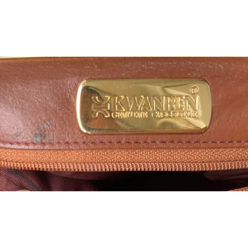 Kwanpen Túi xách nữ da cá sấu cao cấp màu nâu đỏ hàng hiệu 974438