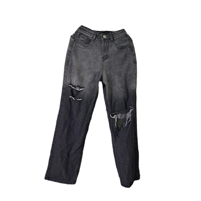 Quần Jeans Đen Khói ống rộng lưng cao  24235