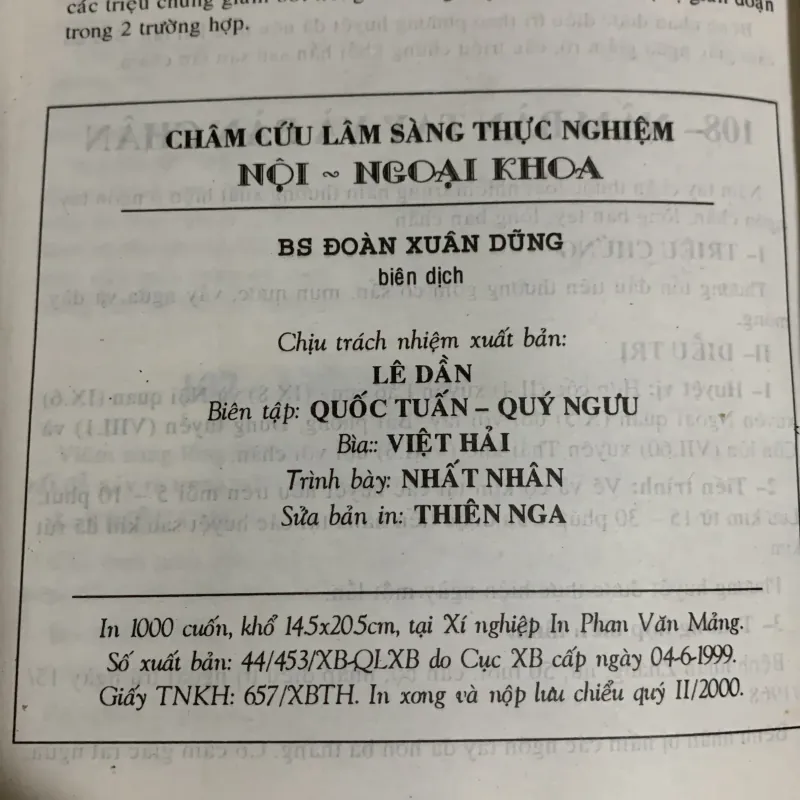 Châm cứu lâm sàng thực nghiệm nội ngoại khoa, Đoàn Xuân Dũng dịch 936935