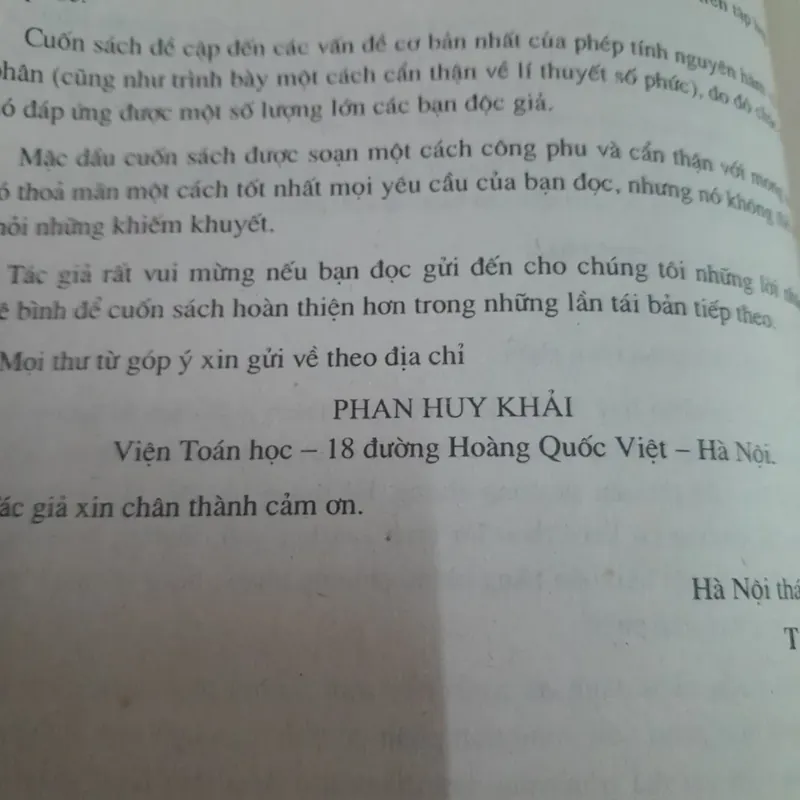 Các phương pháp cơ bản tìm Nguyên hàm, Tích phân và Số phức. Giáo sư Phan Huy Khải 689666