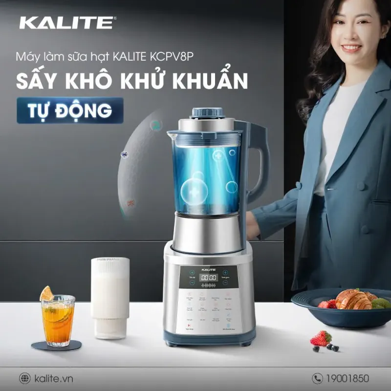 Máy làm sữa hạt KALITE KCBV8P bền bỉ chống trào đa năng 8in1 734602