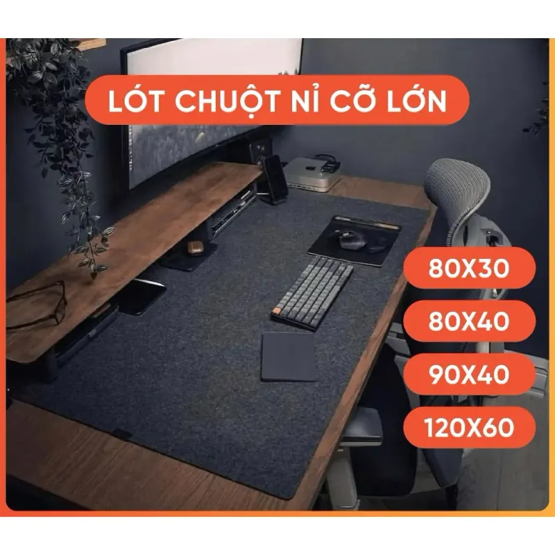 Lót chuột chất liệu nỉ, chống trượt 90x40cm 795470