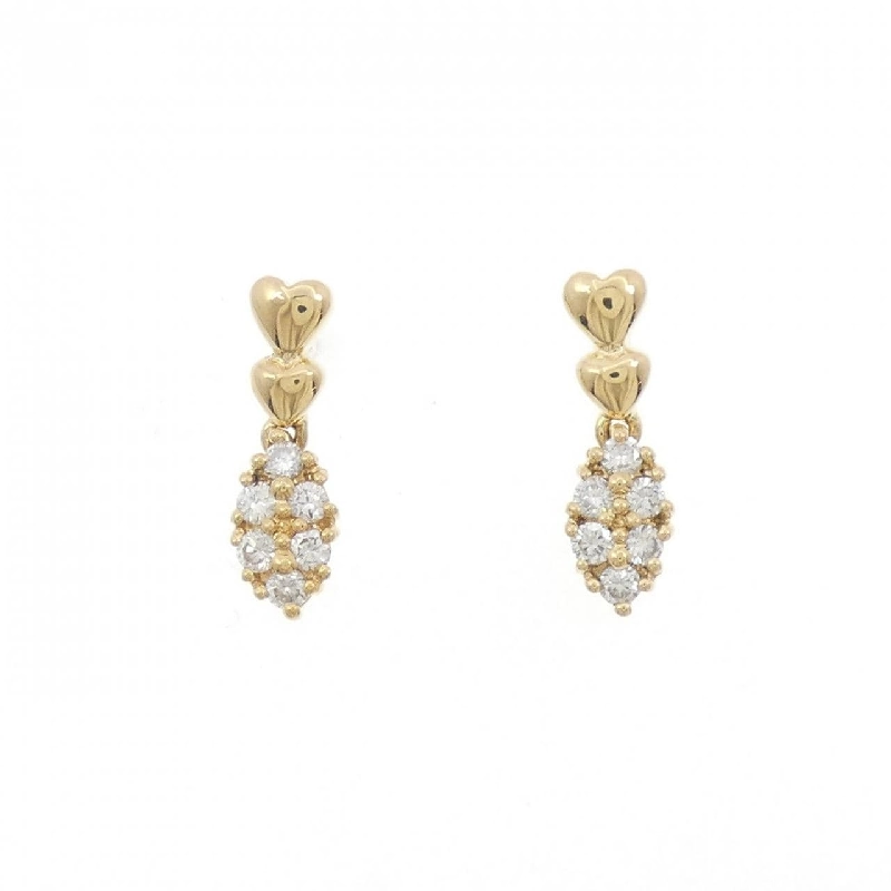 K18YG Bông tai Kim cương Hình trái tim - Hàng hiệu Chính hãng 868951