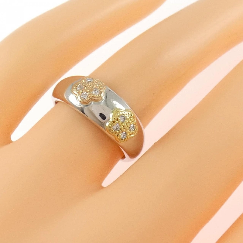 Nhẫn kim cương hoa PT900/K18YG/K18PG 0.08CT - Hàng hiệu Authentic 848294