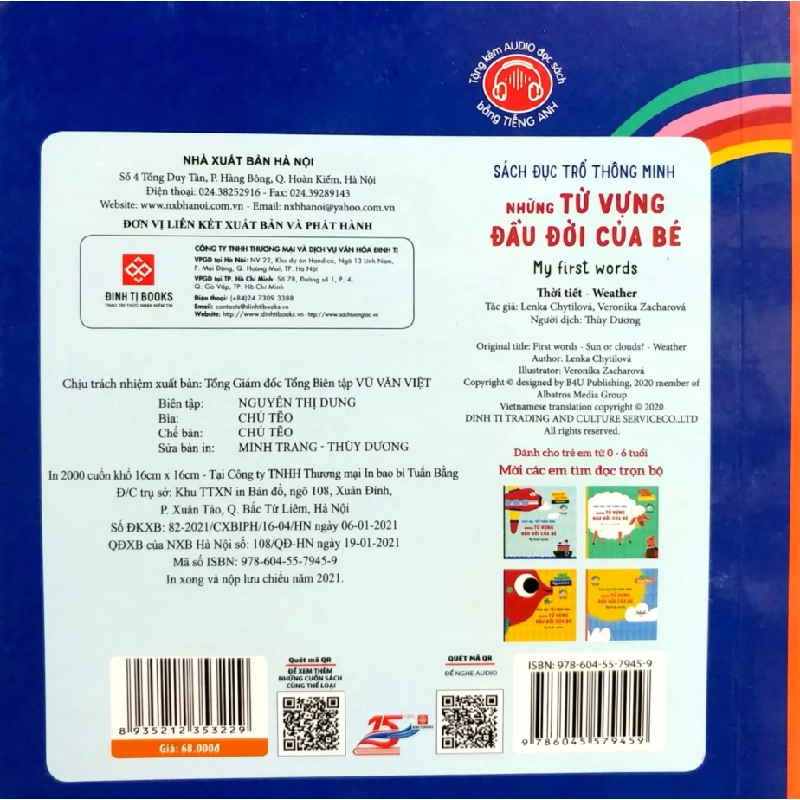 Sách Đục Trổ Thông Minh - Những Từ Vựng Đầu Đời Của Bé - My First Words - Thời Tiết - Weather (Bìa Cứng) - Lenka Chytilová, Veronika Zacharová 285825