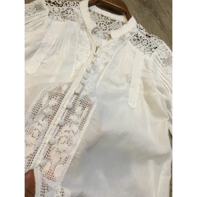 [Siêu Phẩm Nhật] Sơ mi vintage boho phối ren xếp ly khuy bọc form Âu đẹp suất sắc 700643