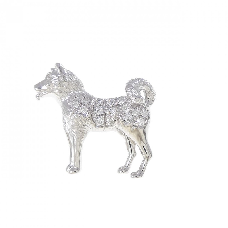 K18WG Chó Kim Cương Brooch 0.10CT - Hàng hiệu Chính hãng 872365