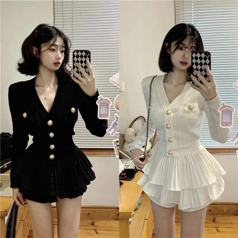 Áo cardigan dệt kim nút vàng QCCC 520897