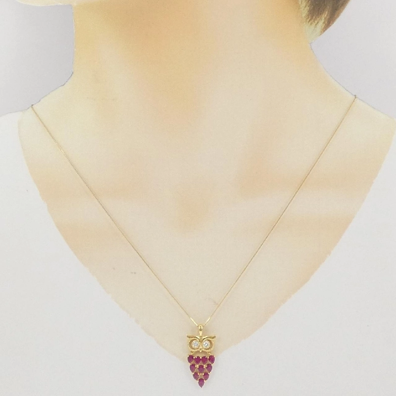 K18YG Cú Ruby Dây Chuyền 1.65CT - Hàng hiệu Chính hãng 862310