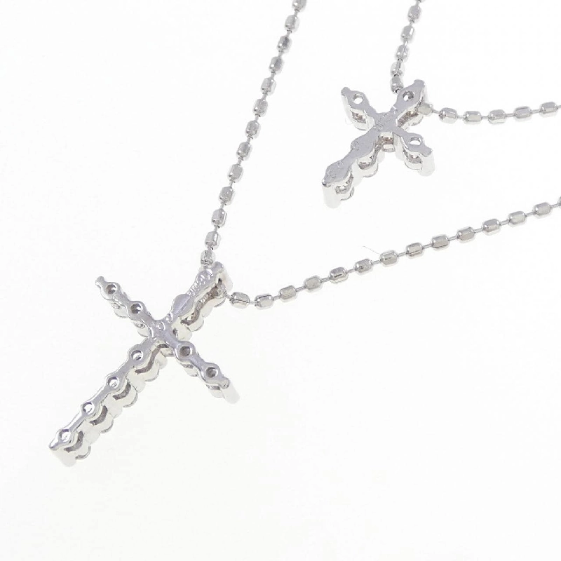 K18WG Dây chuyền kim cương chéo 0.05CT - Hàng hiệu Authentic 859625