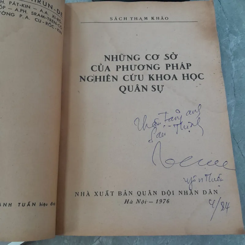 NHỮNG CƠ SỞ CỦA PHƯƠNG PHÁP NGHIÊN CỨU KHOA HỌC QUÂN SỰ - NGUYỄN CẢNH LÂM DỊCH 737760