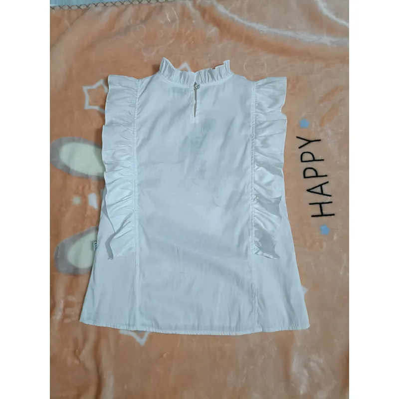 Áo kiểu trắng hoạ tiết trừu tượng phối bèo 1004869