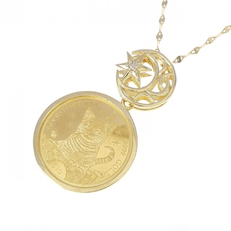 K18YG(khung) Dây chuyền đồng xu kim cương 0.01CT - Hàng hiệu Chính hãng 857184