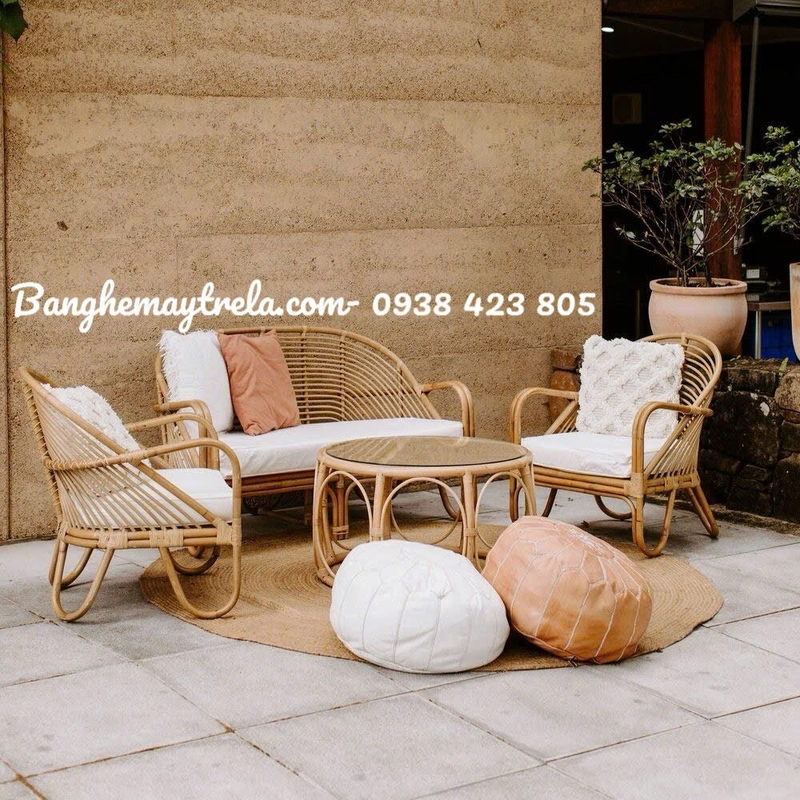 Bàn ghế sofa mây phòng khách hiện đại HCM 527052