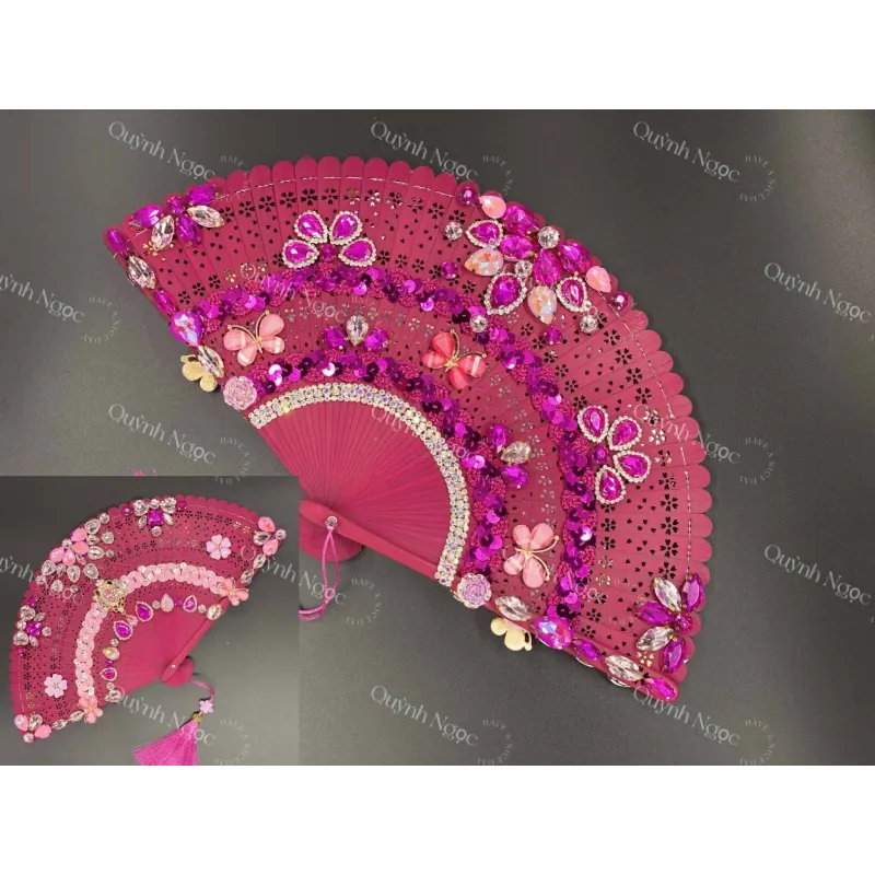 Quạt Hầu Đồng Đính Đá 2 mặt 611198