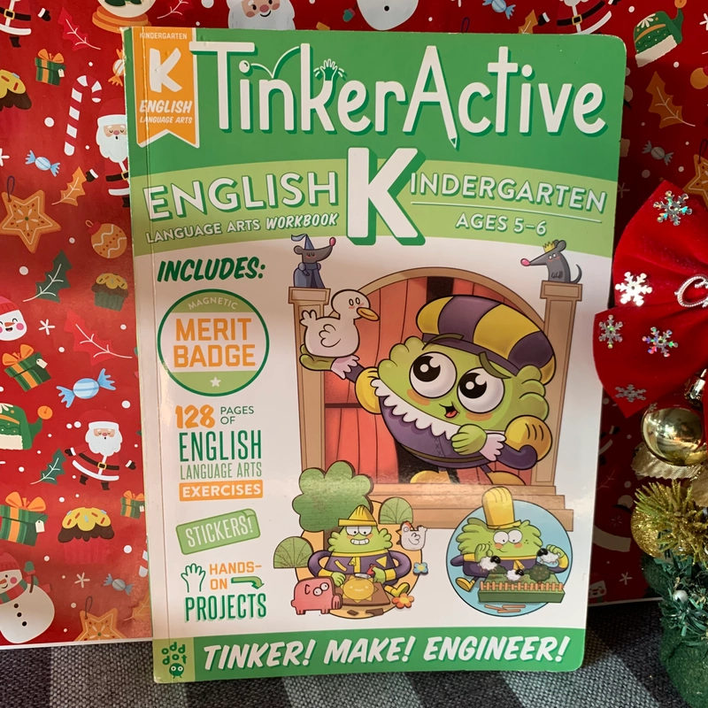 Sách học tiếng anh TinkerActive Workbooks:Kindergarten English Language Arts, 85%, gáy cũ 332721