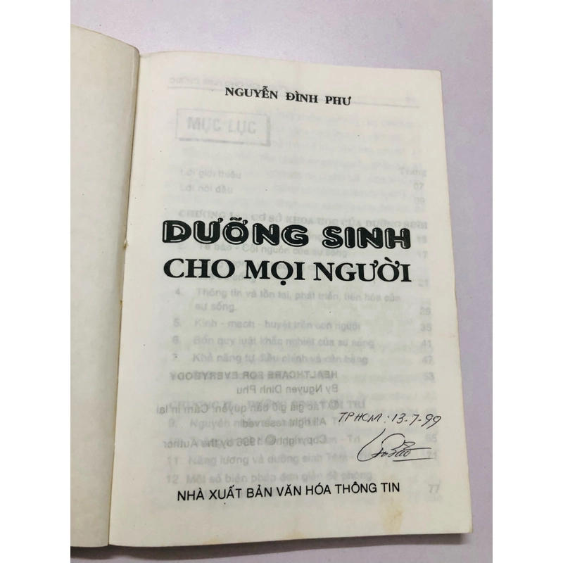 DƯỠNG SINH CHO MỌI NGƯỜI  - 194 trang, nxb: 1997 360415