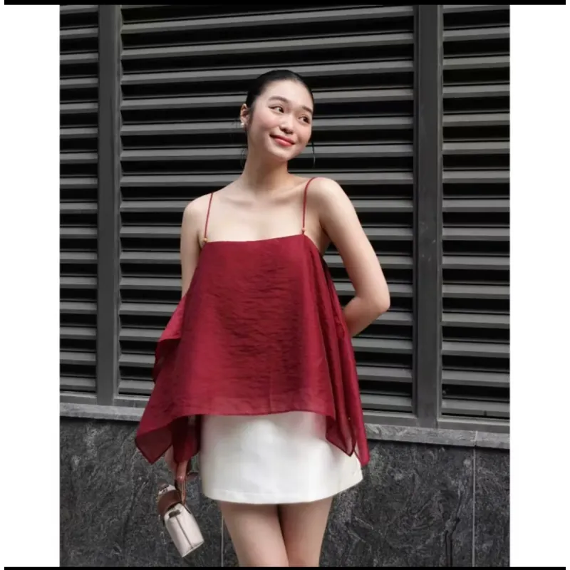 Áo dây tơ ngọc trai 3 lớp màu đỏ 931267