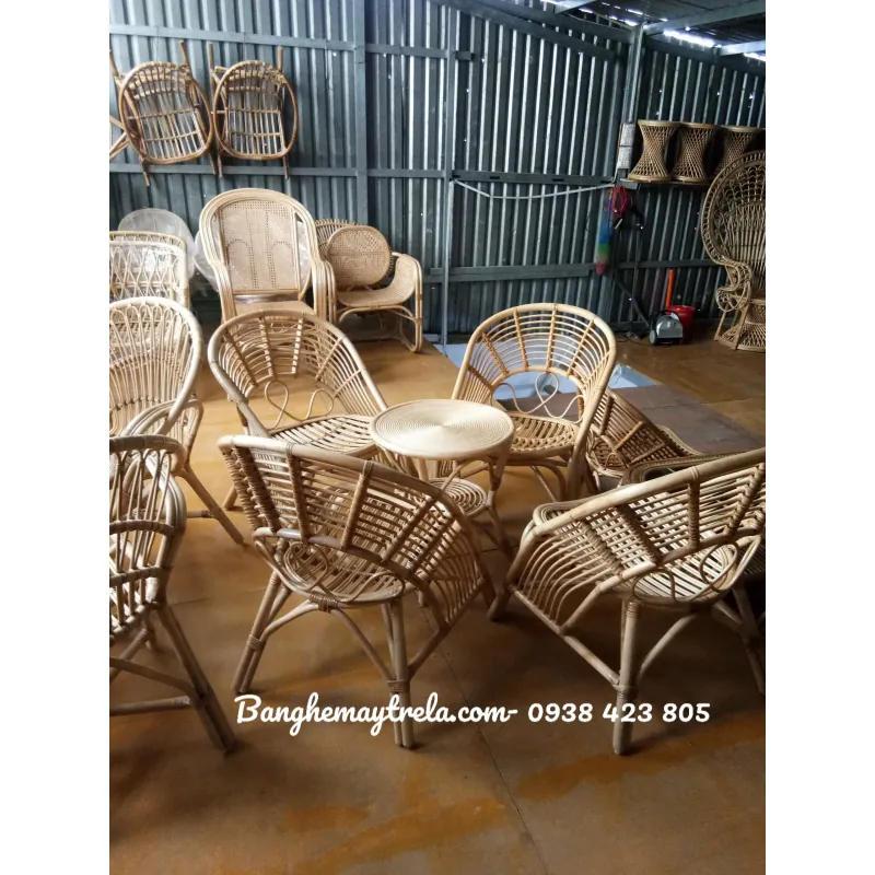 Bàn ghế uống trà mây tre đan 795969