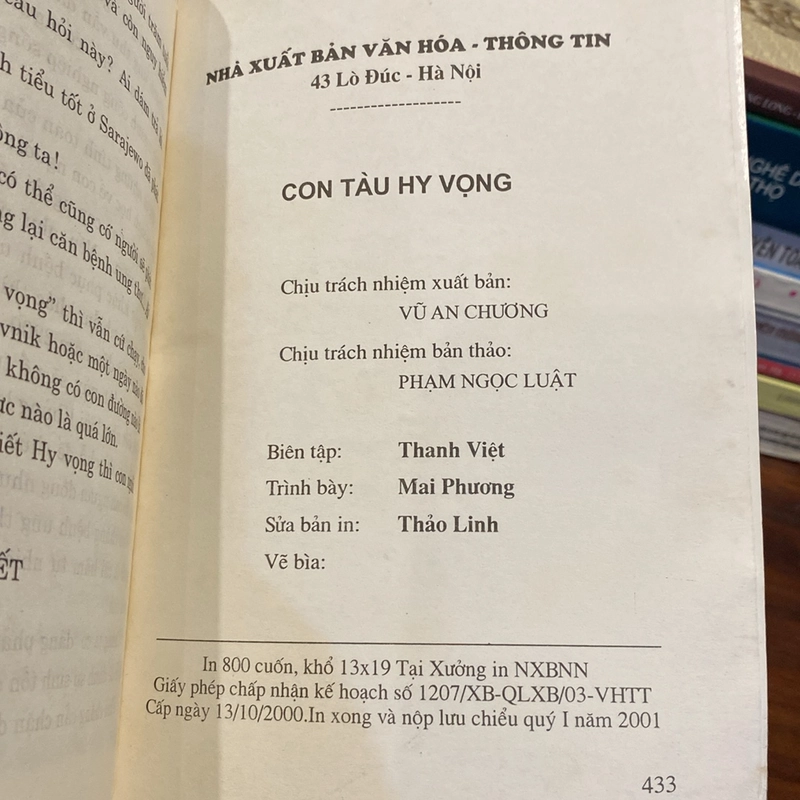 CON TÀU HY VỌNG, H.G.KONSALIK, XUẤT BẢN NĂM 2001 495554