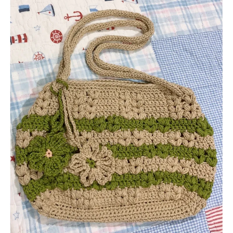 TÚI SỢI  MÓC TAY HOẠ TIẾT DỄ THƯƠNG - HANDMADE CROCHET BAG 763509