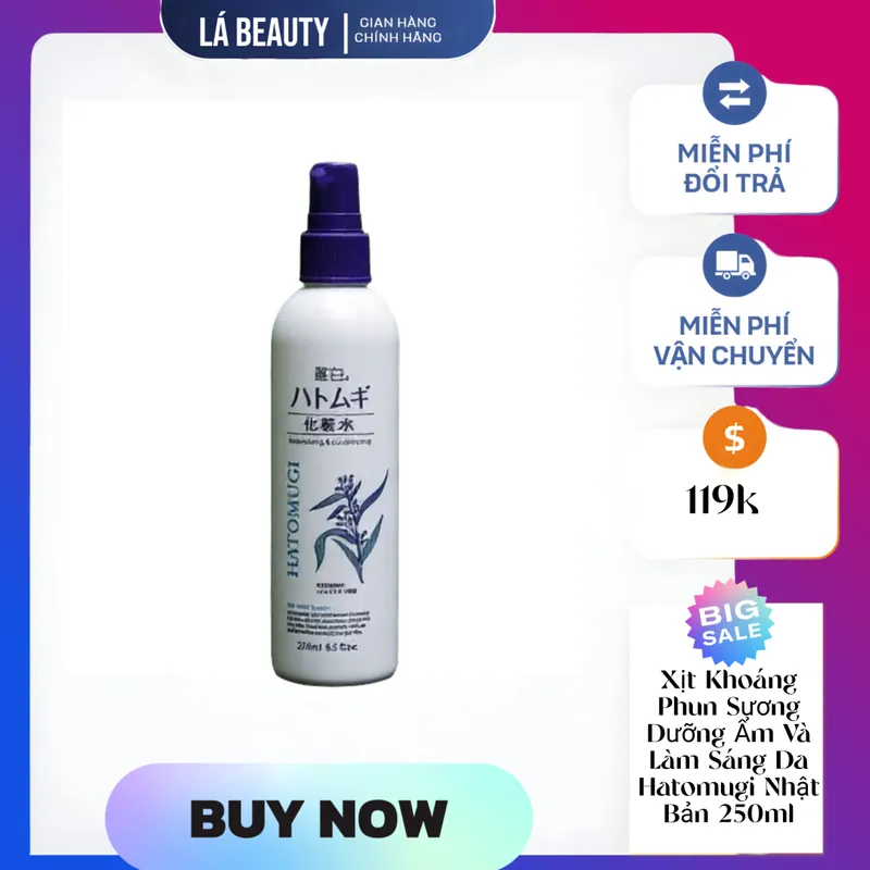 Xịt Khoáng Phun Sương Dưỡng Ẩm Và Làm Sáng Da Hatomugi Nhật Bản 250ml
 592936