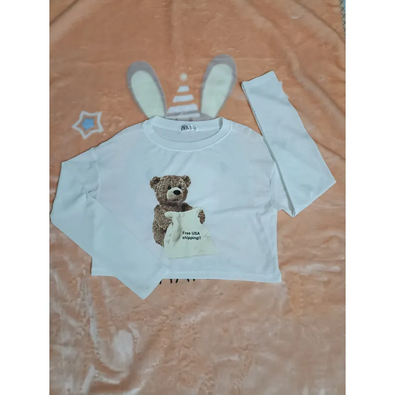 Áo thun hình gấu đáng yêu màu trắng 1012878