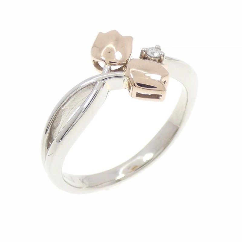 Nhẫn kim cương hoa PT900/K18PG 0.01CT - Hàng hiệu Authentic 671912