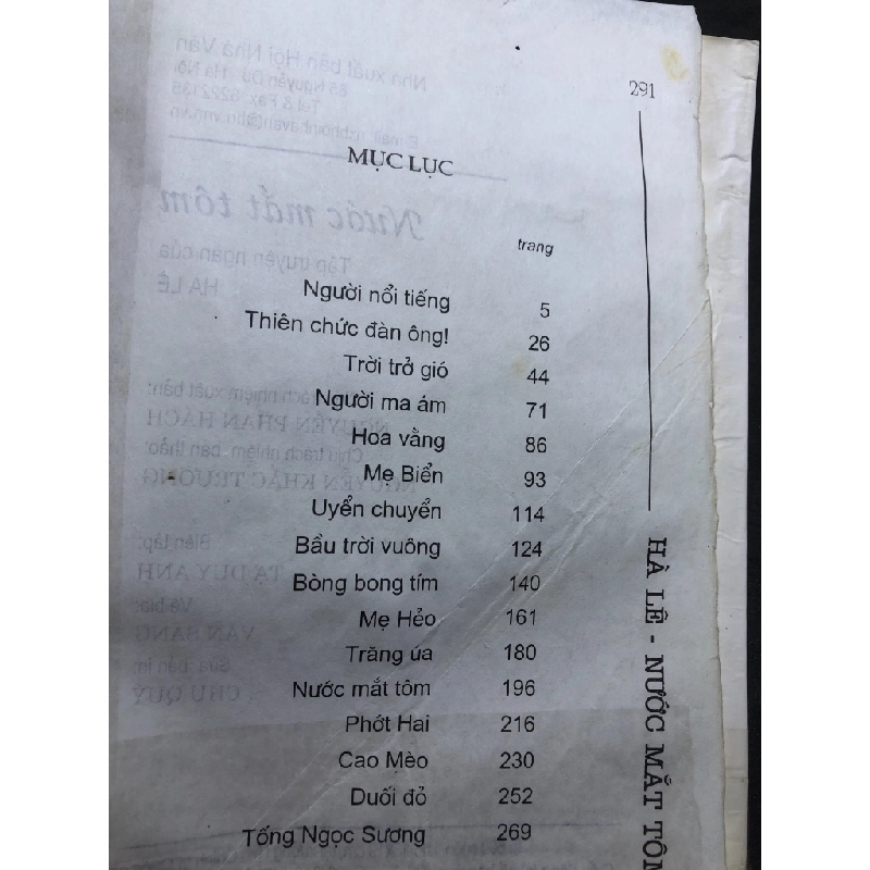 Nước mắt tôm 2005 mới 60% ố bẩn nhẹ Hà Lê HPB0906 SÁCH VĂN HỌC 459103
