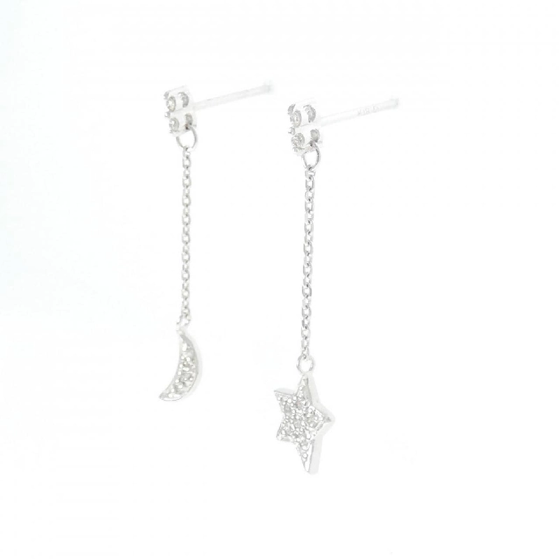 K18WG Mặt Trăng × Ngôi Sao Bông Tai Kim Cương - Hàng hiệu Chính Hãng 876721