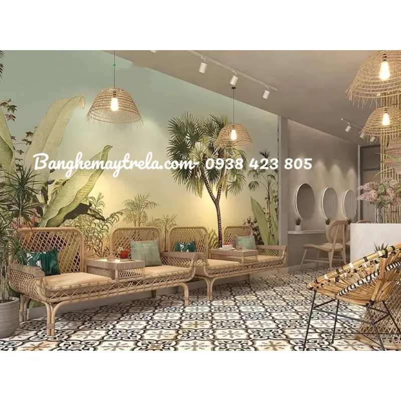 Ghế mây đôi kèm bàn phòng chờ spa 573272