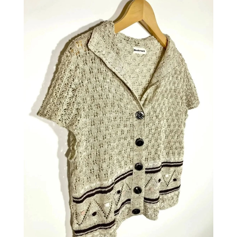 Áo Crochet Nhật Nhà Boulevard, form ngắn, cổ bẻ Size M L
 445830