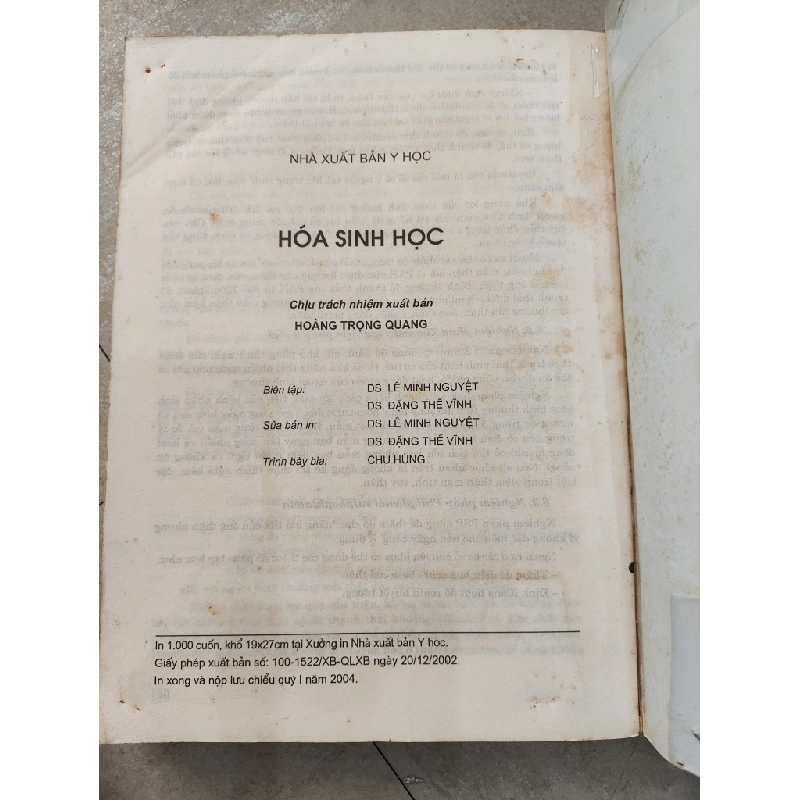 Hoá Sinh Học - Chủ Biên GS.TS. Nguyễn Xuân Thắng 509171