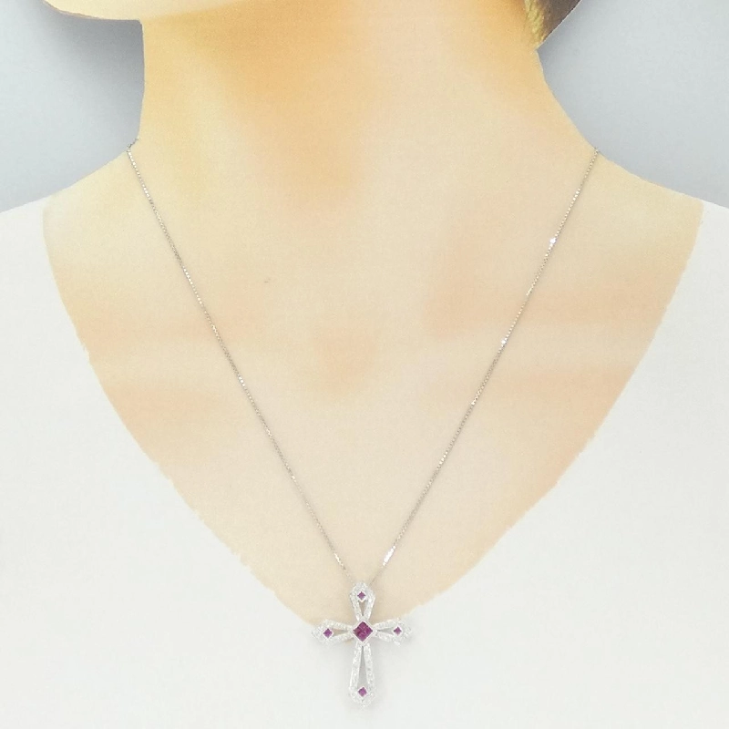 K18WG Dây chuyền Ruby 0.42CT - Hàng hiệu Chính hãng 856485