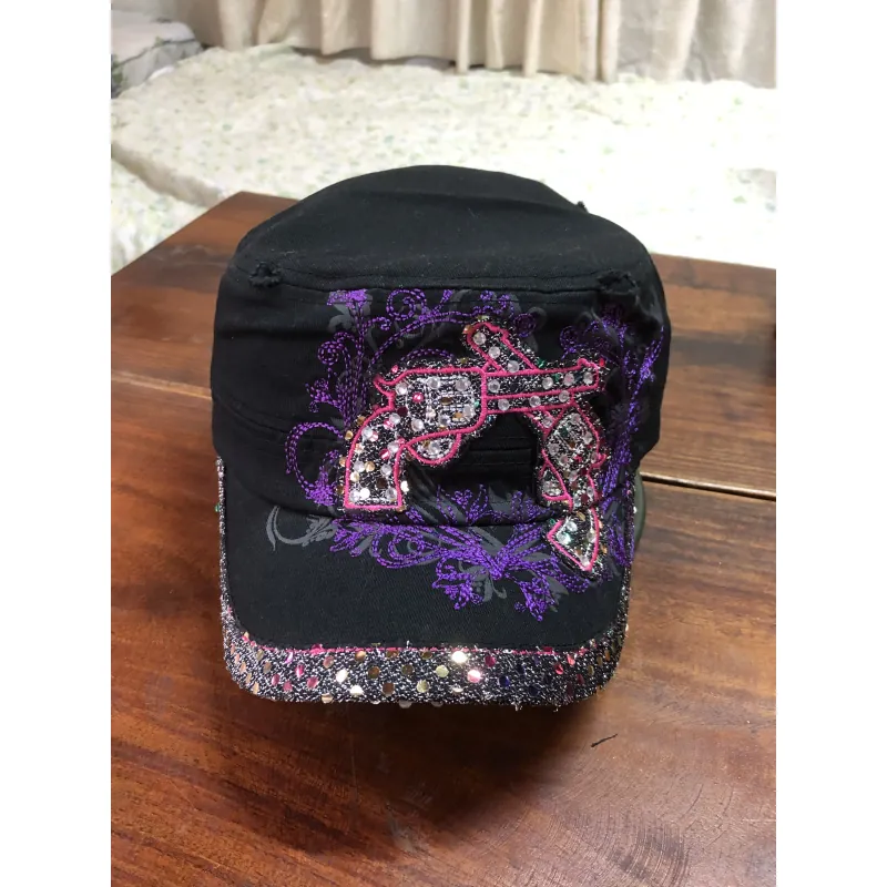 Nón kiểu chóp vuông đen hoạ tiêt thêu tay - xuất khẩu xịn - ship ngẫu nhiên. 520078