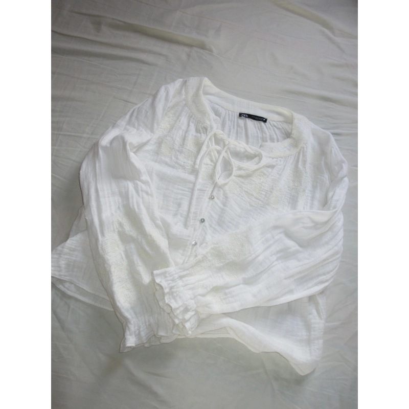 Áo dài tay vải đũi ZARA 479365