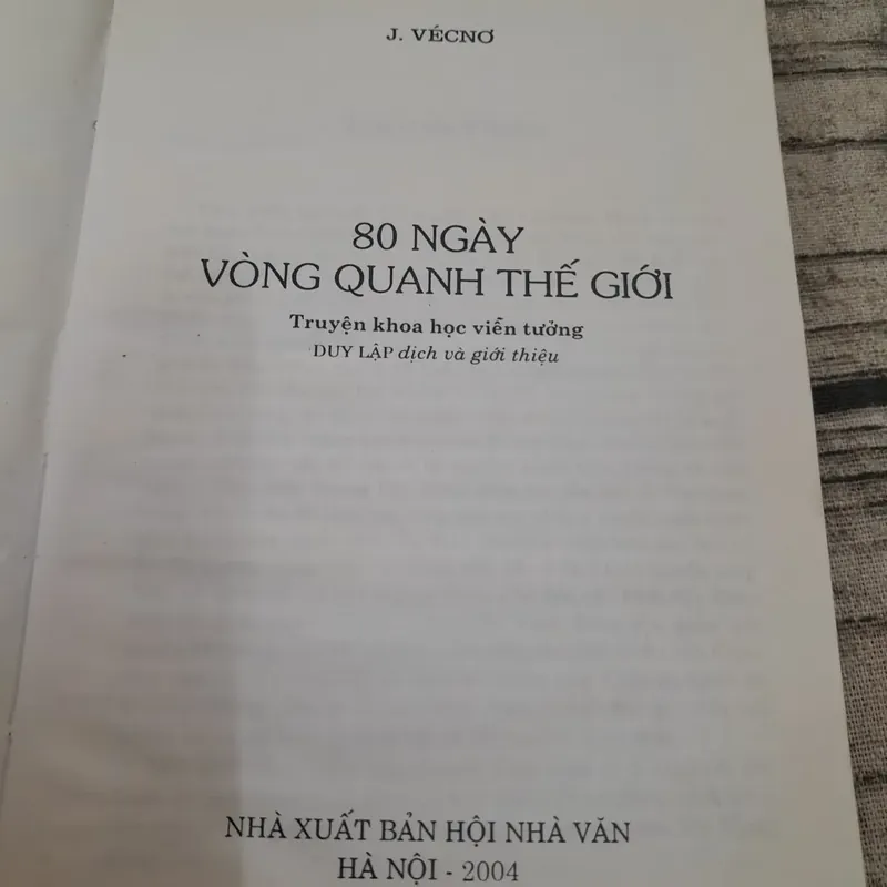 80 ngày vòng quanh thế giới. Jules Verne. Bìa cứng in năm 2004 712119