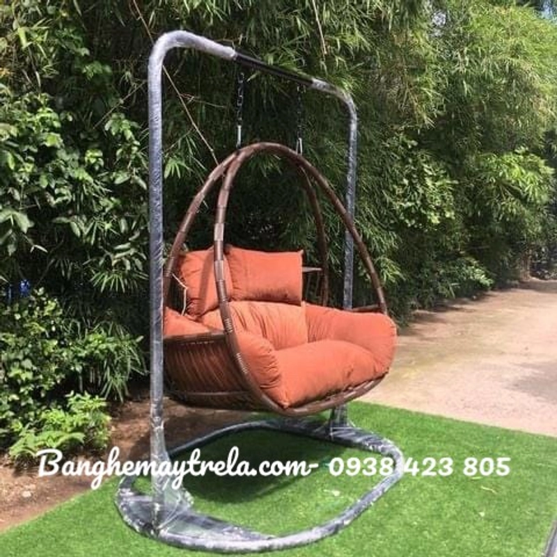 Ghế xích đu đôi mây nhựa treo ban công 492928