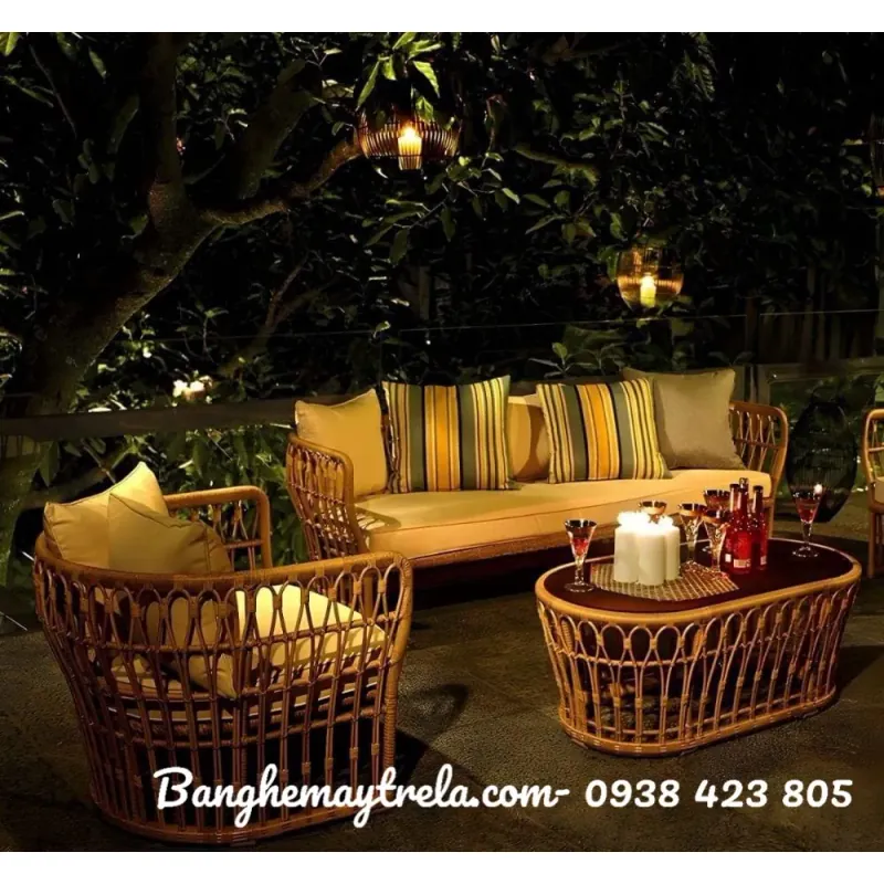 Sofa mây nhựa sân vườn 715348