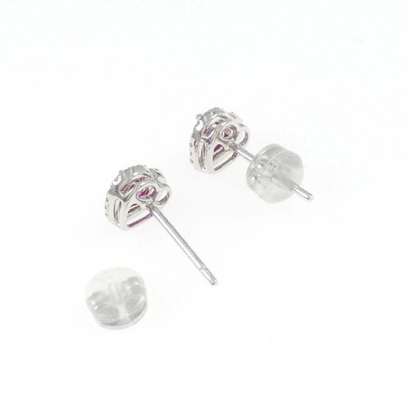 K18WG Bông tai hình trái tim Ruby 0.82CT - Hàng hiệu Chính hãng 869939