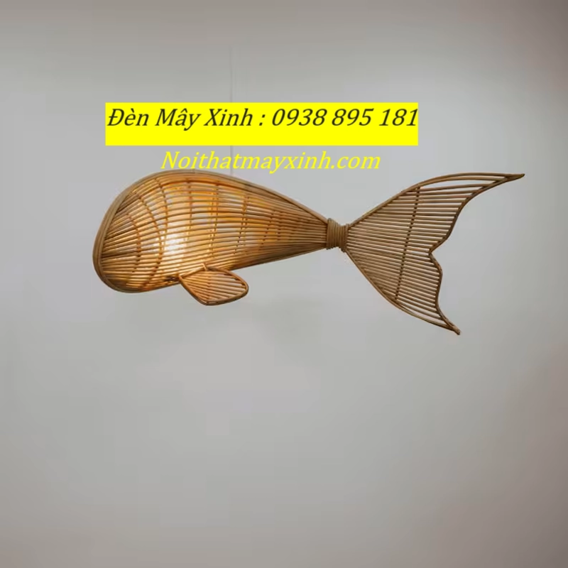 Xưởng làm đèn mây hình cá độc đáo, đèn cá bằng mây tre đan 551292