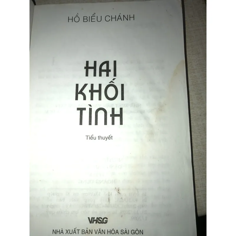 Hai Khối Tình Hồ Biểu Chánh-Nhà xuất bản văn hoá sài gòn 935190