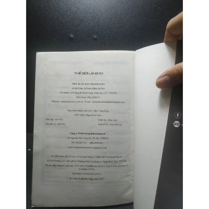 Thế giới Lặng Im 2015 - Khang Trịnh (rách gáy) new 80% HCM1507 911550