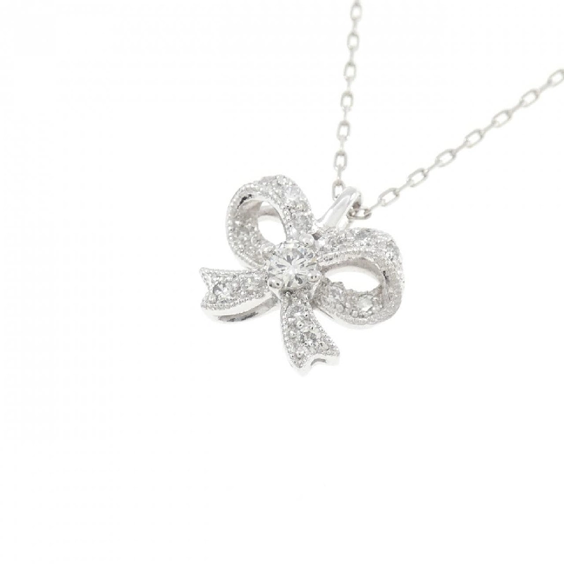 Dây chuyền kim cương PT900/PT850 hình ruy băng 0.13CT - Hàng hiệu Chính hãng 857318