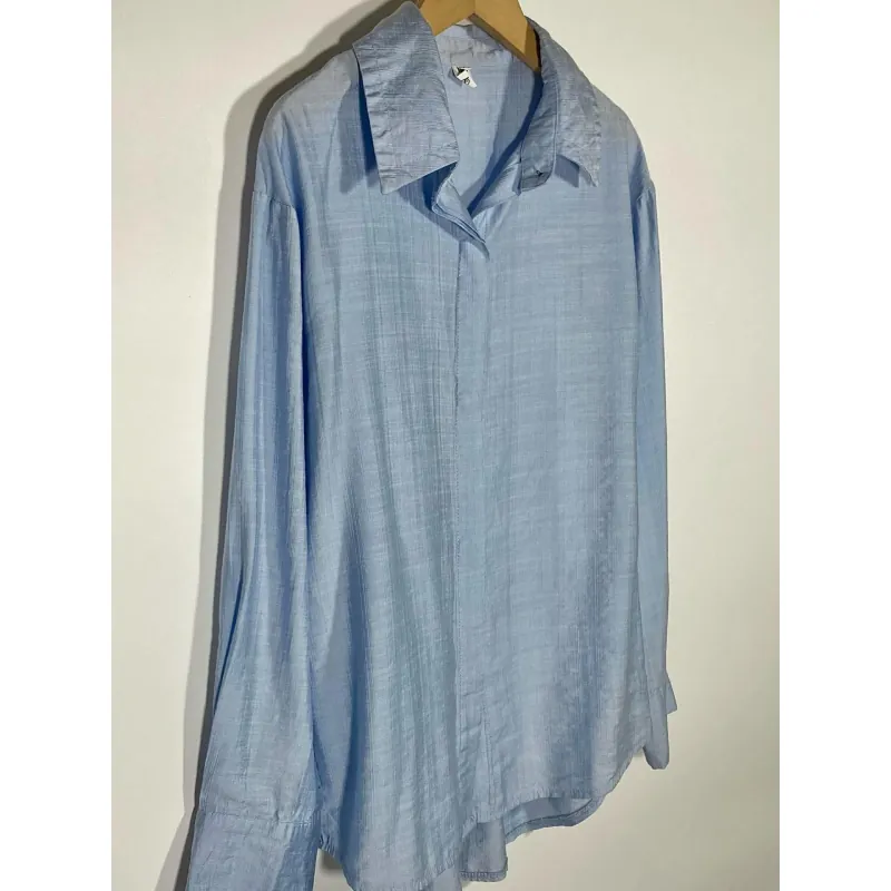 Áo Sơ mi Thô Basic Màu Xanh Fit < 55Kg 797818