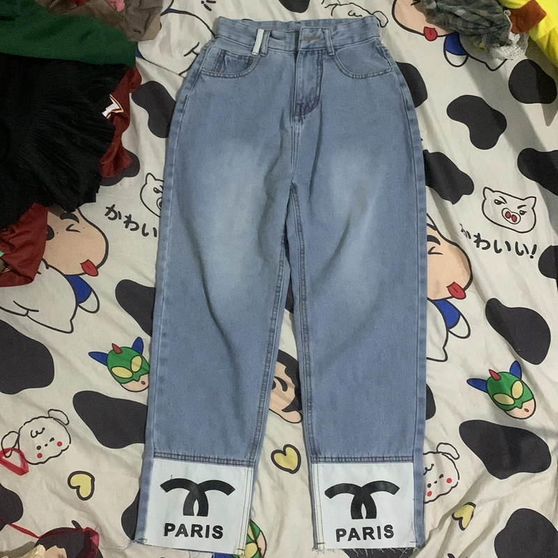 Quần jean nữ size M màu xanh nhạt mới 443906